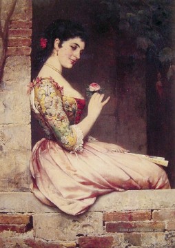  Blaas Art - La dame de rose Eugène de Blaas